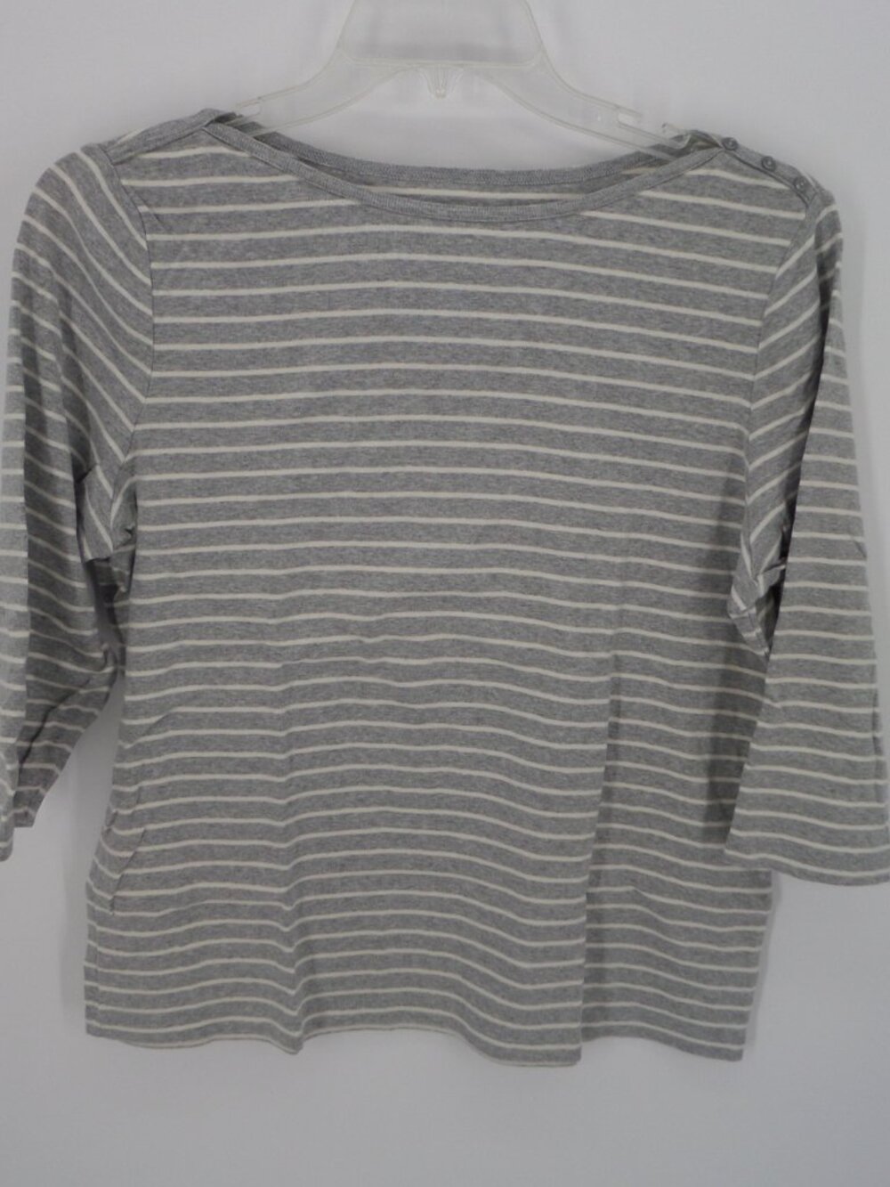 St. Johns Bay Women's Boat Neck Fall 3/4 Sleeve Gray/White Sweater Top Sz  XL